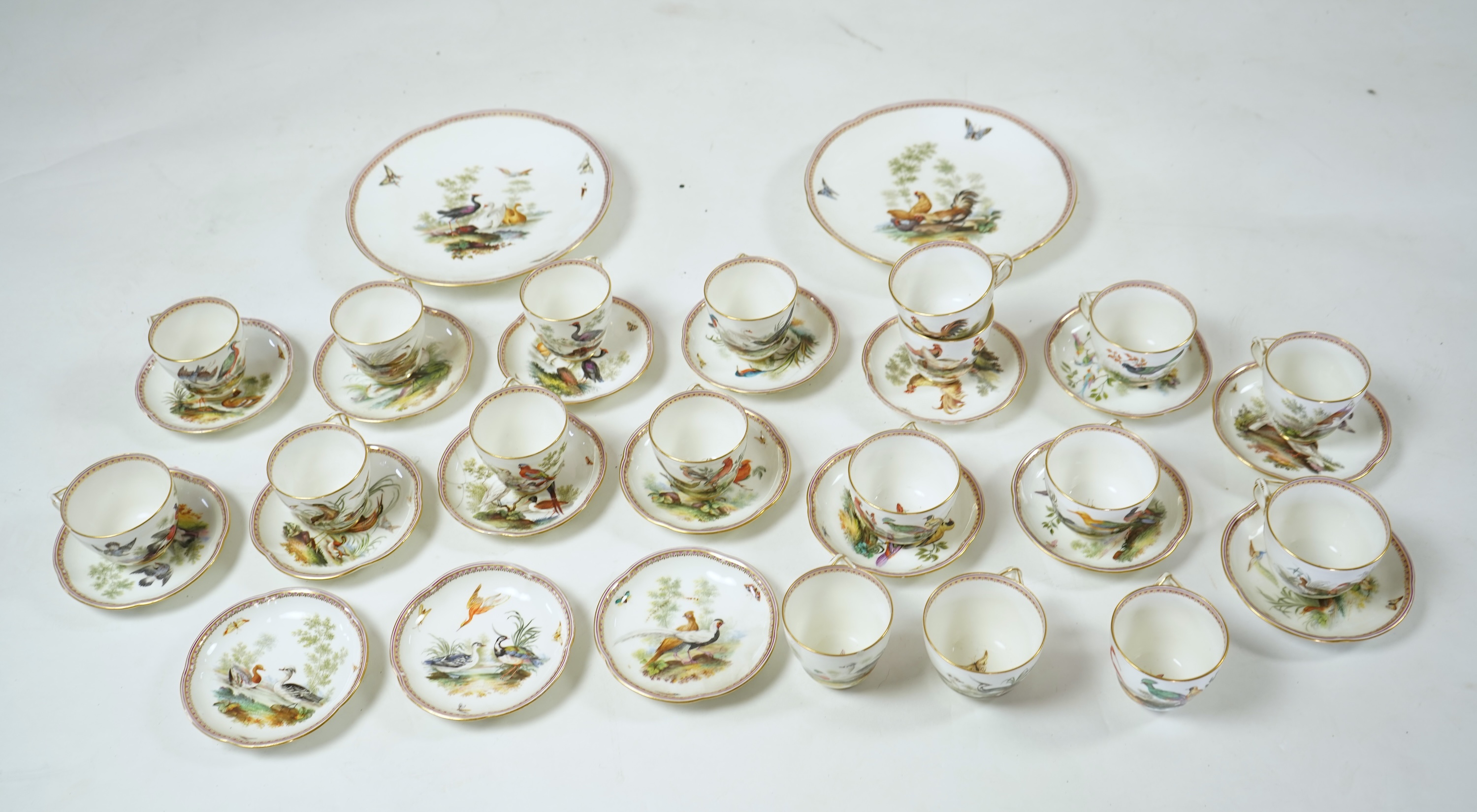 A Coalbrookdale ‘hundred bird’ tea set, mid 19th century, attributed to John Randall